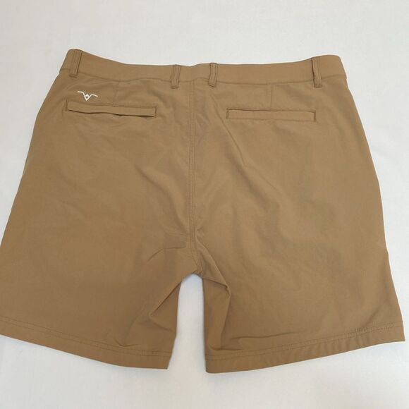 Avalon Tan Flat Front Shorts Casual Style - Picture 2 of 10